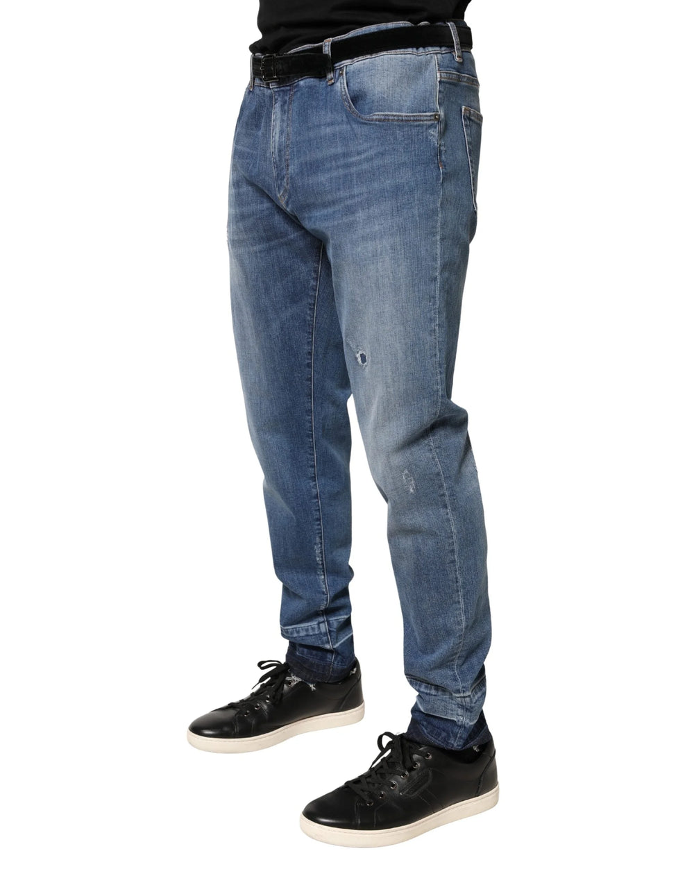 Dolce & Gabbana Blue Tattered Skinny Cotton Denim Jeans - IT58 | XXL