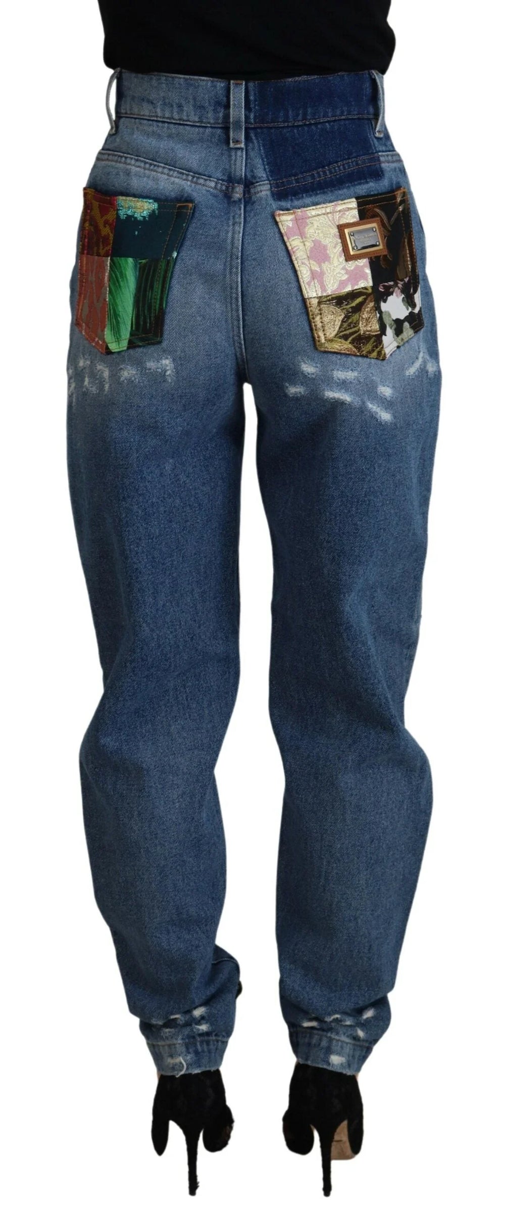 Dolce & Gabbana Blue Tattered Skinny Denim Cotton Jeans - IT38|XS - Jeans