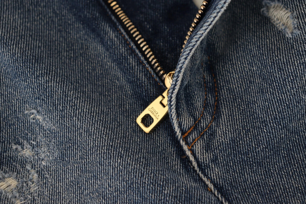 Dolce & Gabbana Blue Tattered Skinny Denim Cotton Jeans - IT38|XS - Jeans