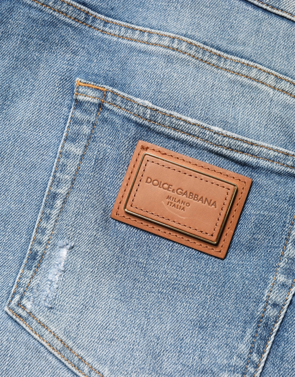 Dolce & Gabbana Blue Tattered Slim Fit Men Cotton Denim Jeans - IT54 | XL