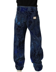 Dolce & Gabbana Blue Tie Dye Cotton Men Straight Denim Jeans - IT48 | M