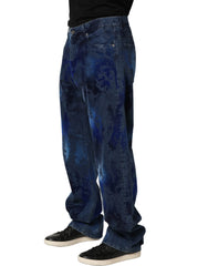 Dolce & Gabbana Blue Tie Dye Cotton Men Straight Denim Jeans - IT48 | M