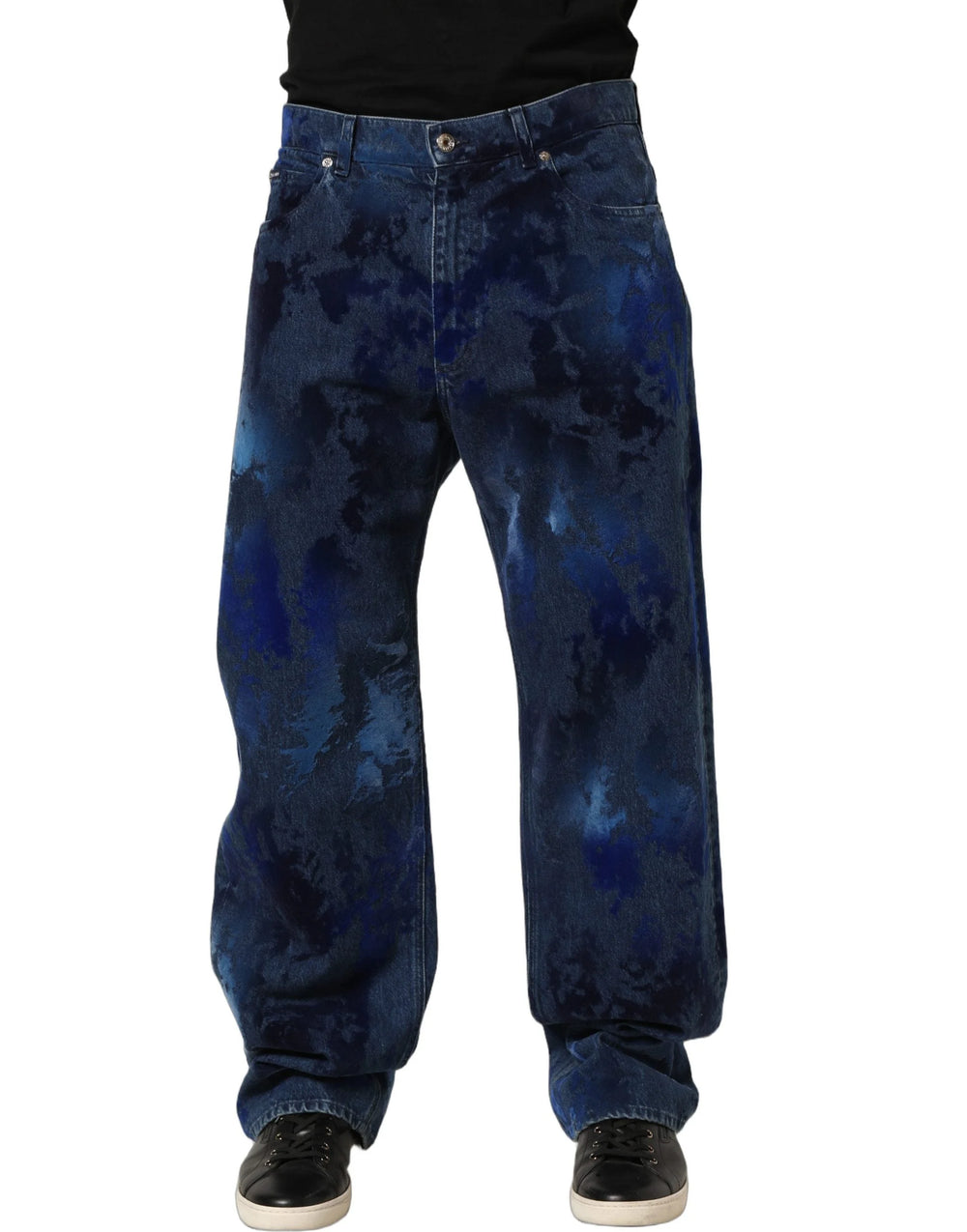Dolce & Gabbana Blue Tie Dye Cotton Men Straight Denim Jeans - IT48 | M