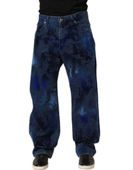 Dolce & Gabbana Blue Tie Dye Cotton Men Straight Denim Jeans - IT48 | M