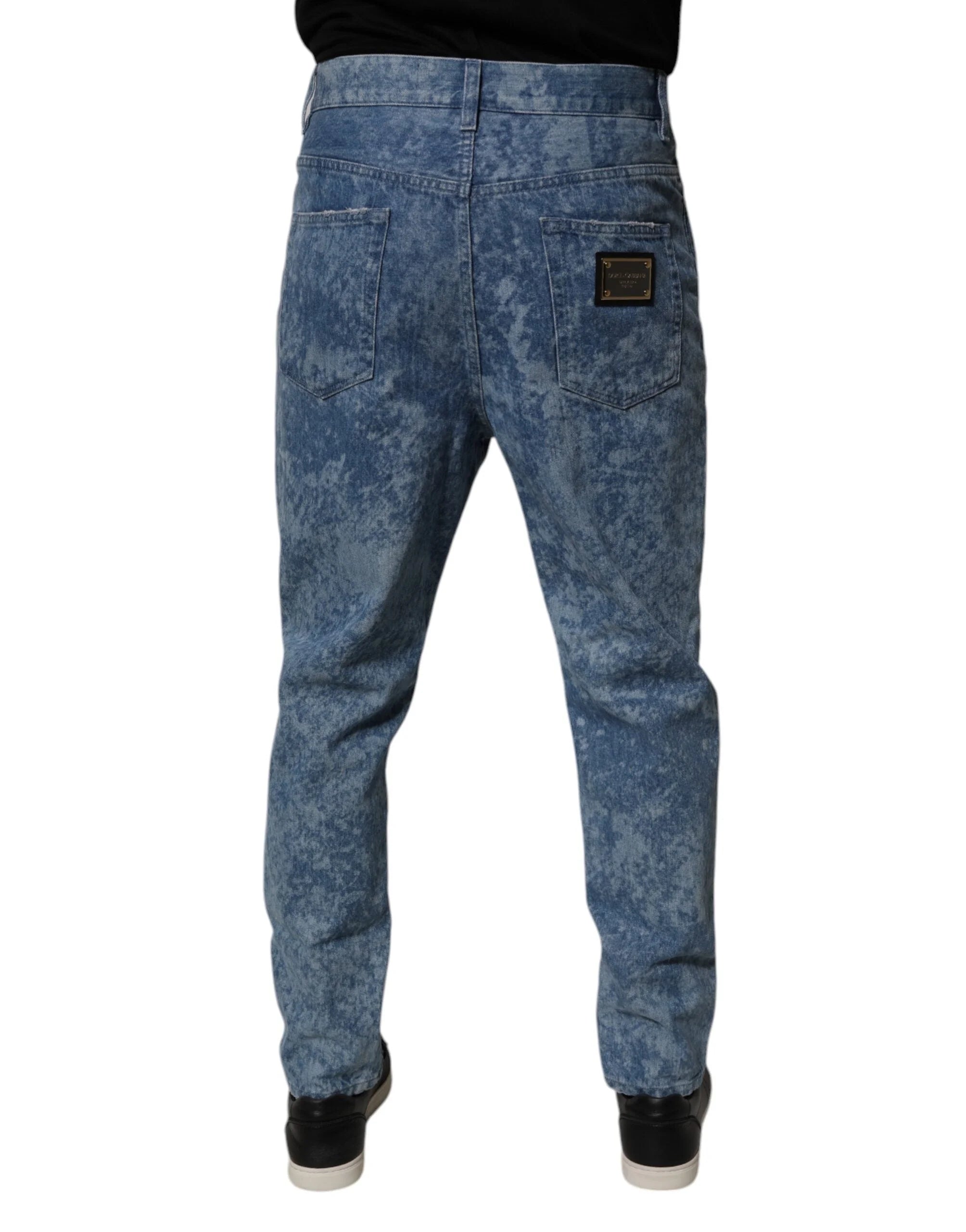 Dolce & Gabbana Blue Tie Dye Cotton Skinny Men Denim Jeans - IT48 | M - Jeans