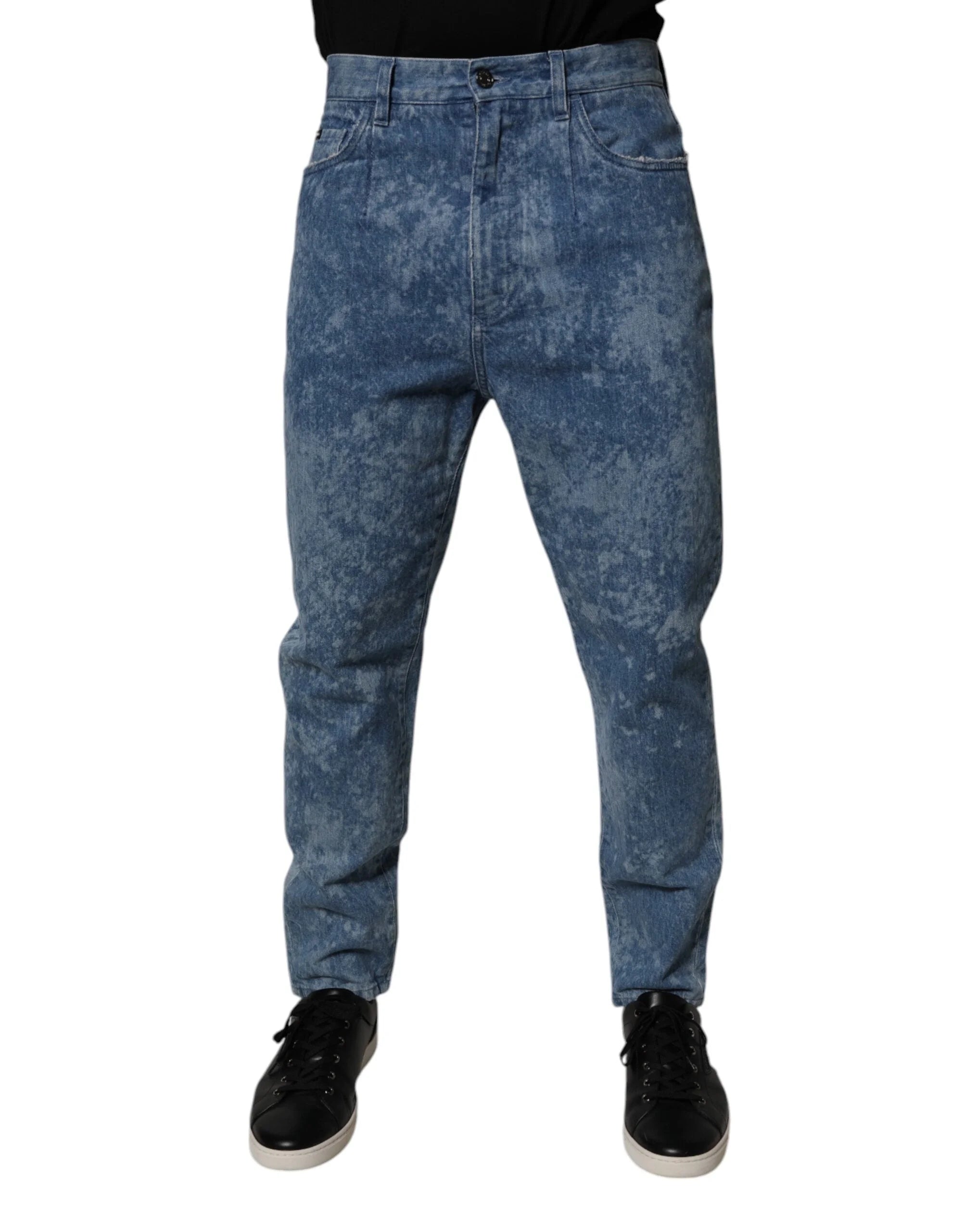 Dolce & Gabbana Blue Tie Dye Cotton Skinny Men Denim Jeans - IT48 | M - Jeans