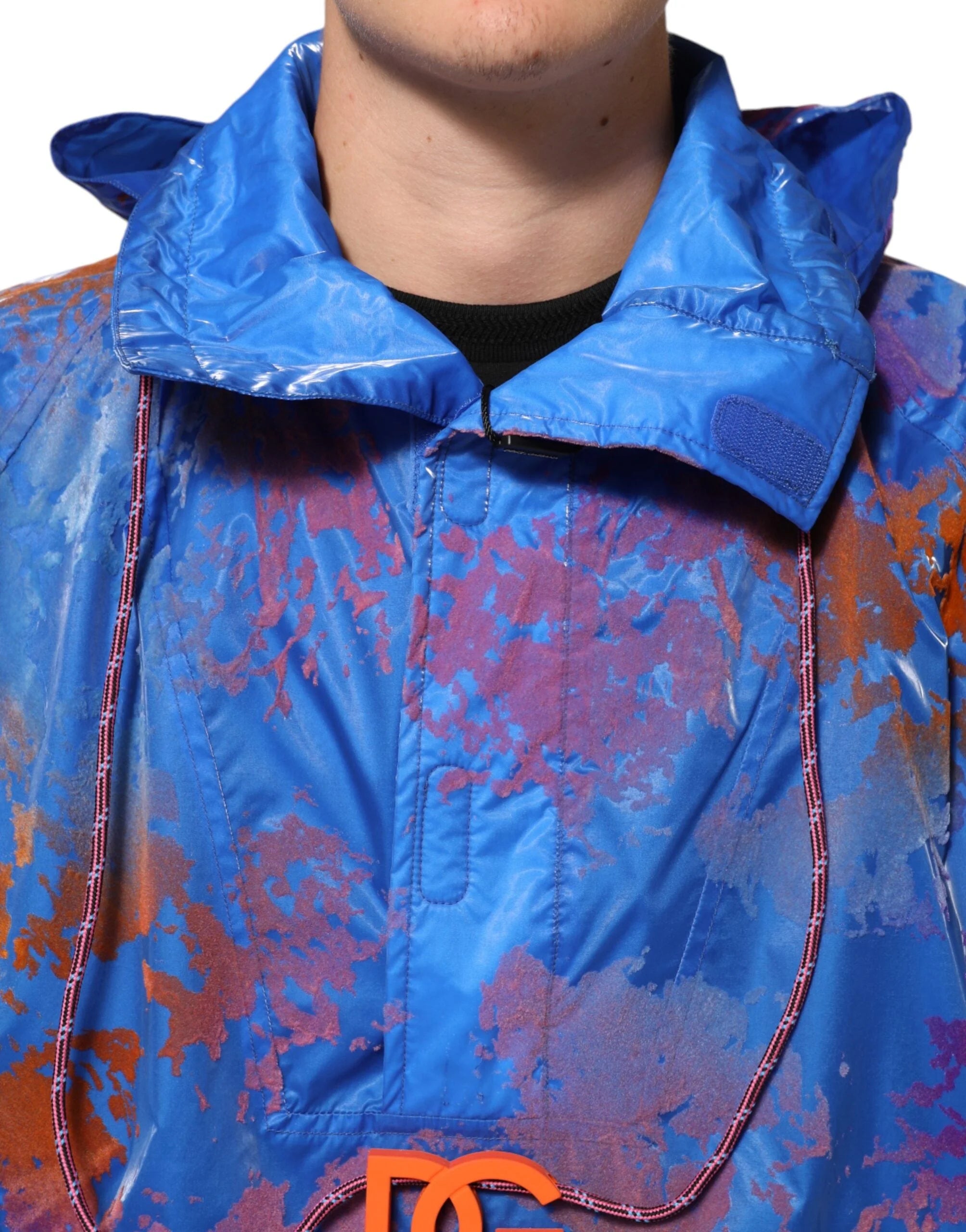 Dolce & Gabbana Blue Tie Dye Logo Hooded Sweatshirt Jacket - IT52 | XL