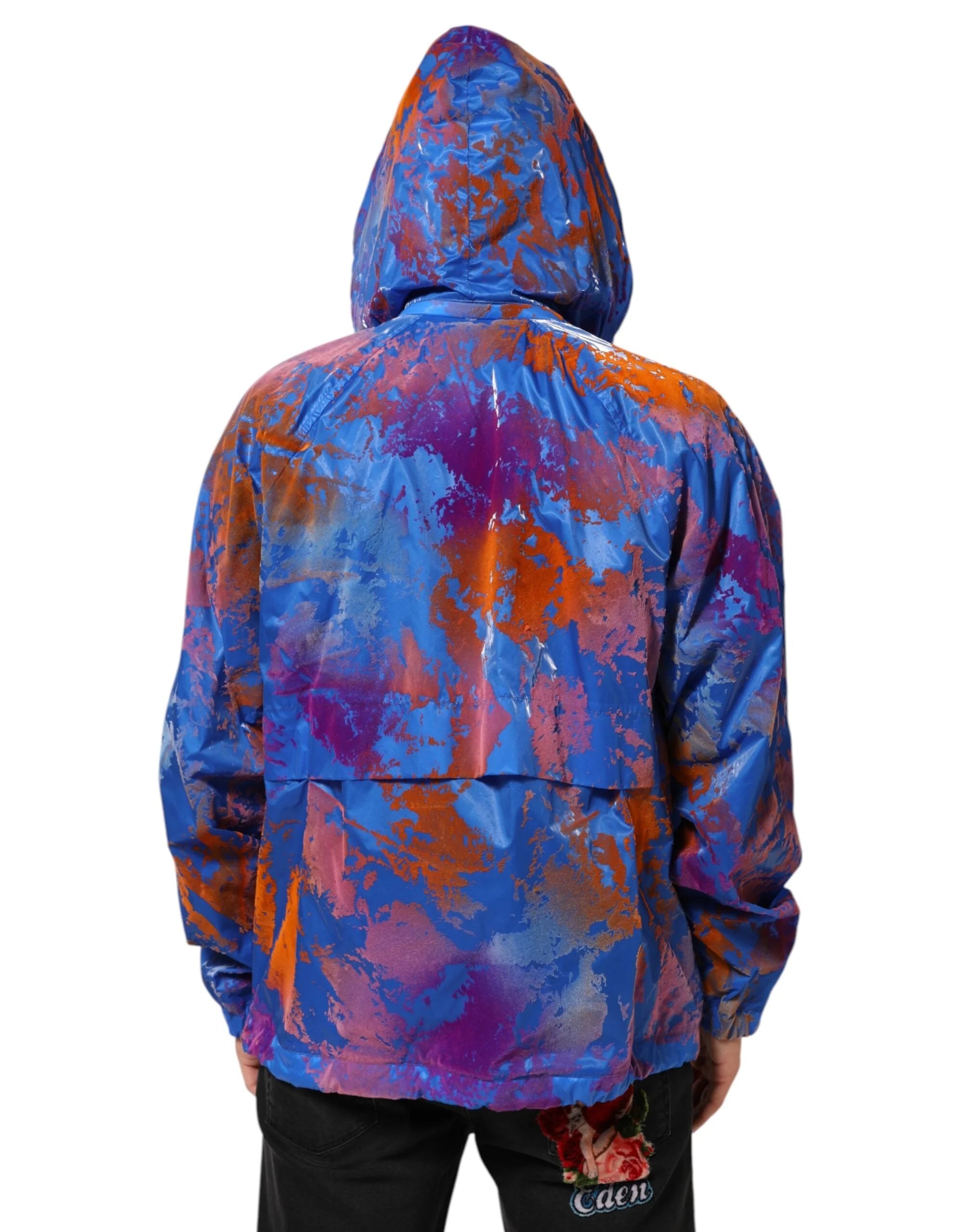 Dolce & Gabbana Blue Tie Dye Logo Hooded Sweatshirt Jacket - IT52 | XL