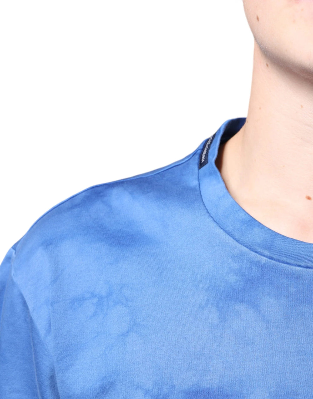 Dolce & Gabbana Blue Tie-Dye Peace Sign Cotton T-shirt - IT52 | XL - T-Shirts