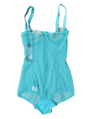 Dolce & Gabbana Blue Tulle Balconette Bra Bodysuit Underwear - IT2 | S