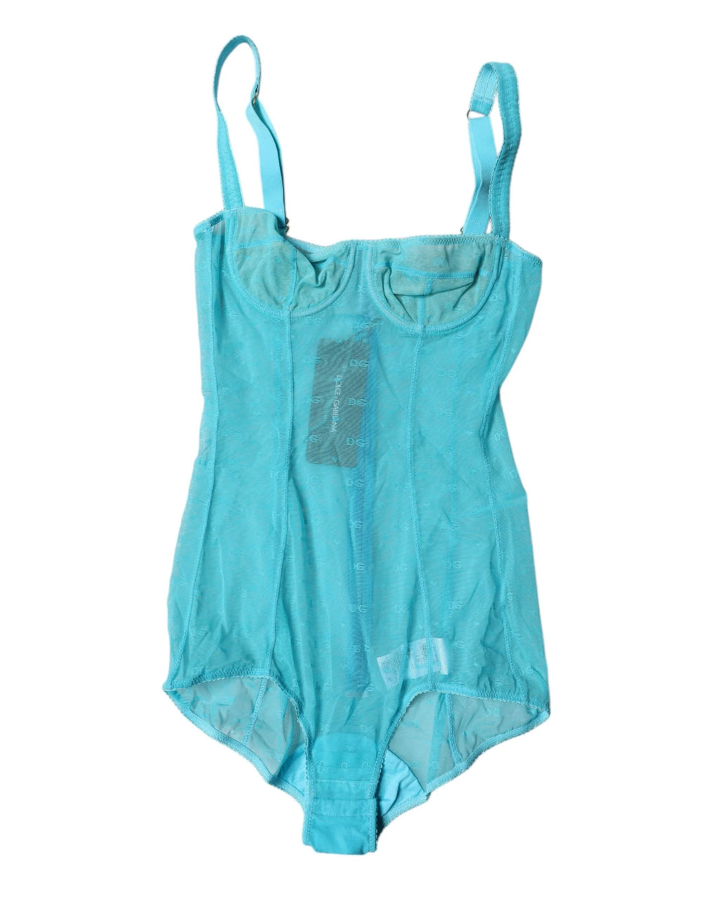 Dolce & Gabbana Blue Tulle Balconette Bra Bodysuit Underwear - IT2 | S
