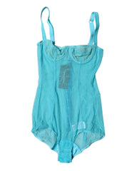 Dolce & Gabbana Blue Tulle Balconette Bra Bodysuit Underwear - IT2 | S