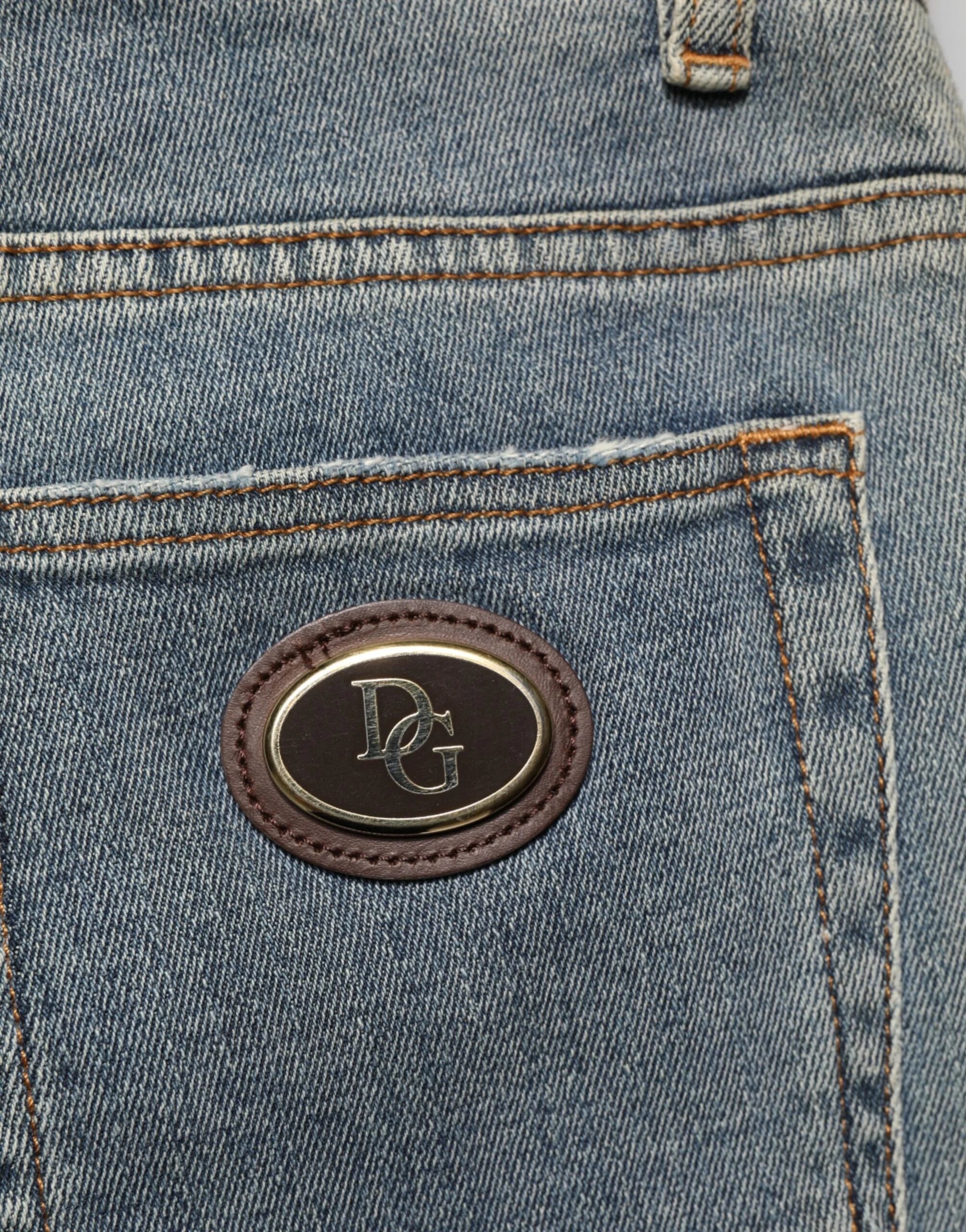 Dolce & Gabbana Blue Two Tone Cotton Men Skinny Denim Jeans - IT44 | XS