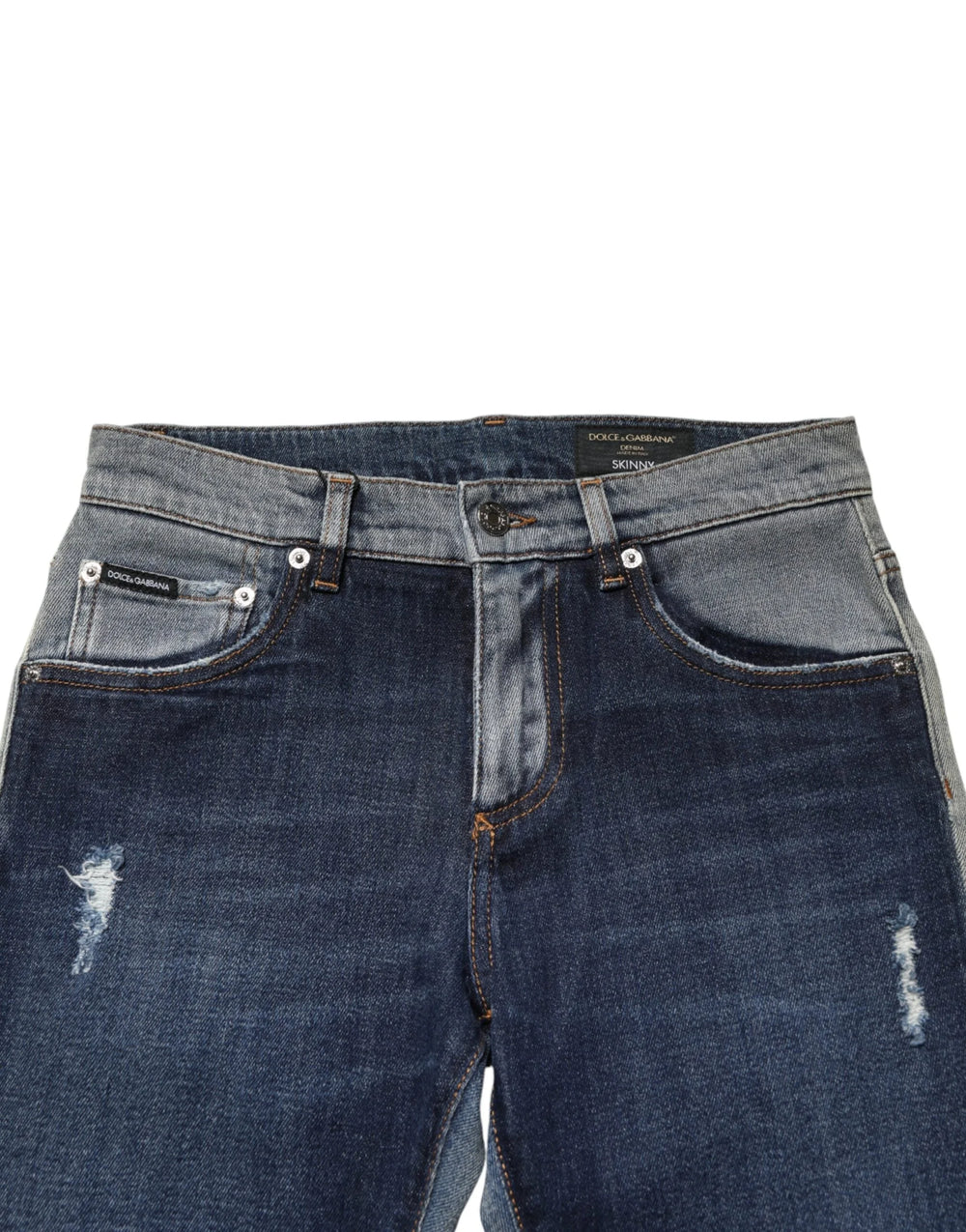 Dolce & Gabbana Blue Two Tone Cotton Men Skinny Denim Jeans - IT44 | XS