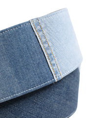 Dolce & Gabbana Blue Two Tone Denim Gold Metal Buckle Belt - 90 cm / 36 Inches