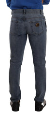 Dolce & Gabbana Blue Two Tone Tattered Cotton Slim Denim Jeans - IT48 | M - Jeans
