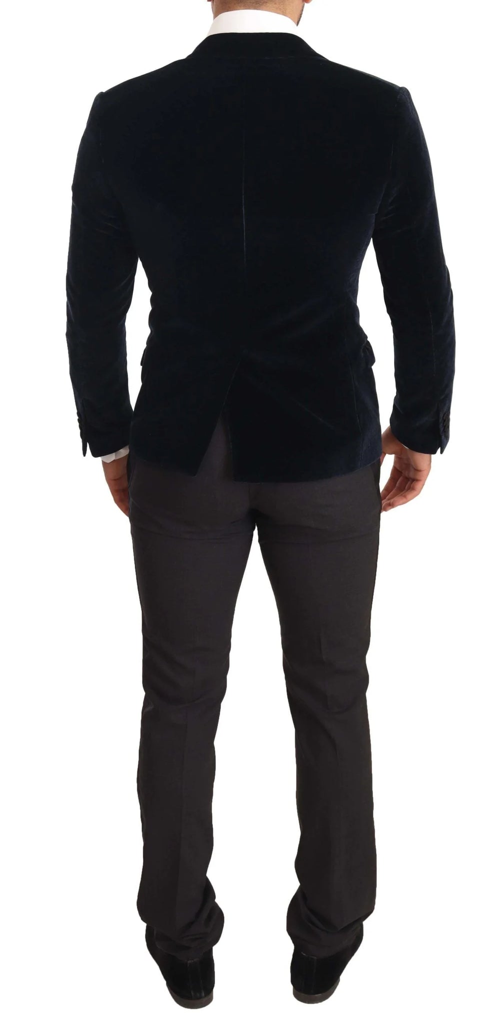 Dolce & Gabbana Blue Velvet Cotton Slim Fit Smoking Suit - IT46 | S - Tuxedos