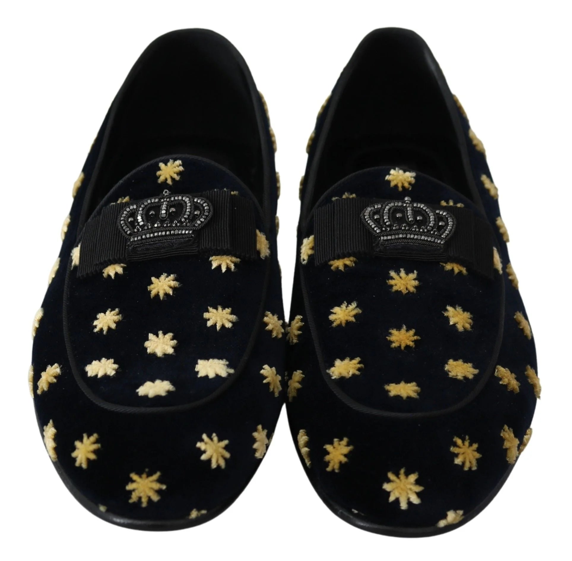 Dolce & Gabbana Blue Velvet Crown Slippers Loafers Shoes - EU39/US6 - Flats
