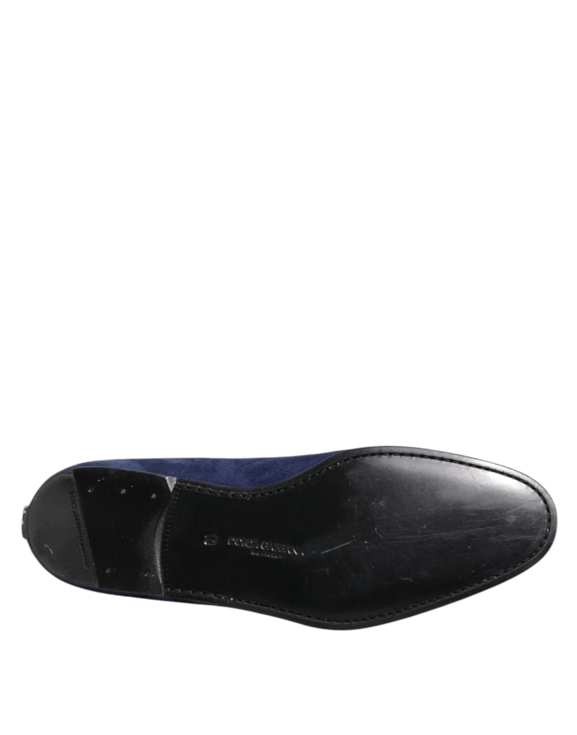 Dolce & Gabbana Blue Velvet DG Logo Loafers Formal Shoes - EU44/US11 - Flats