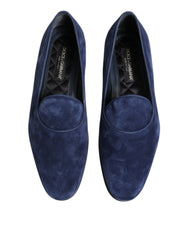 Dolce & Gabbana Blue Velvet DG Logo Loafers Formal Shoes - EU44/US11 - Flats
