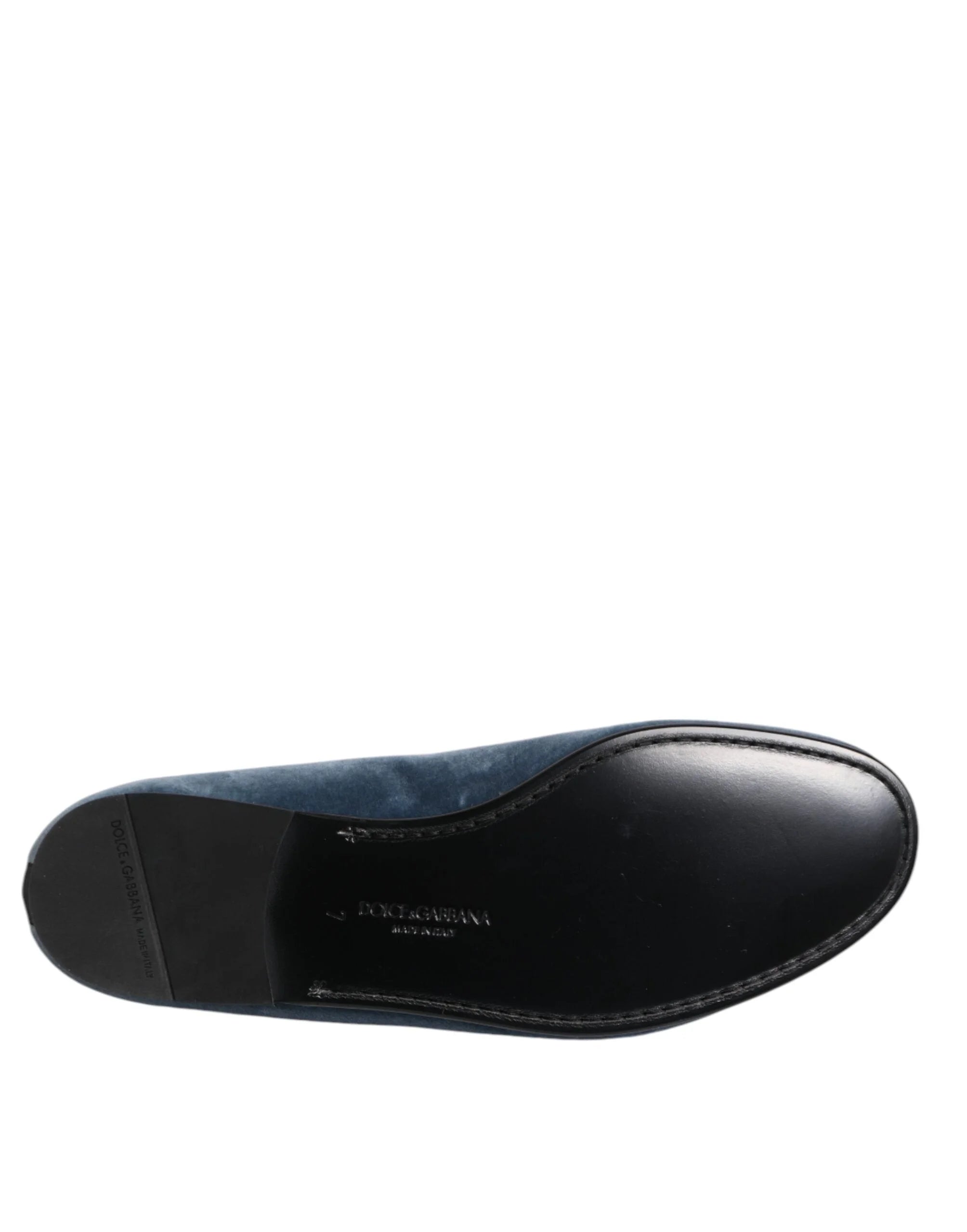 Dolce & Gabbana Blue Velvet DG Logo Loafers Formal Shoes - Flats