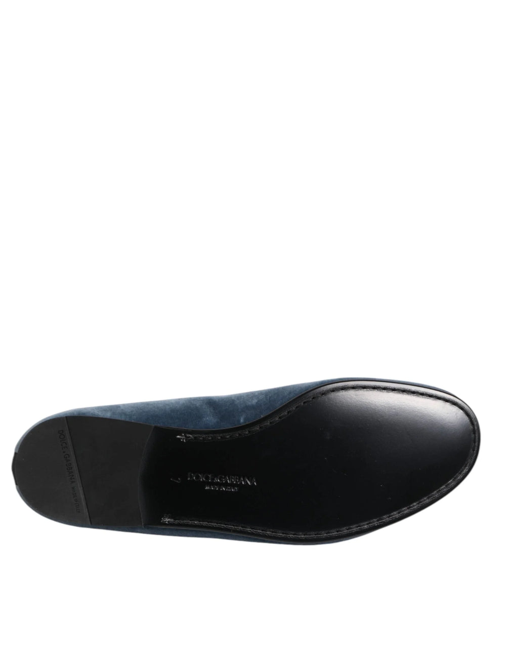 Dolce & Gabbana Blue Velvet DG Logo Loafers Formal Shoes - Flats