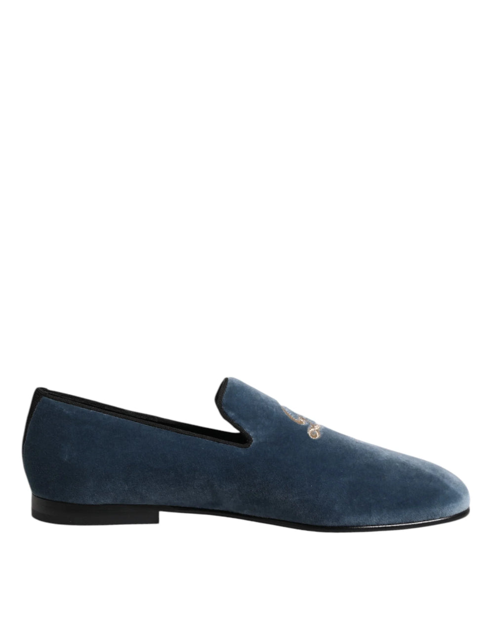 Dolce & Gabbana Blue Velvet DG Logo Loafers Formal Shoes - Flats