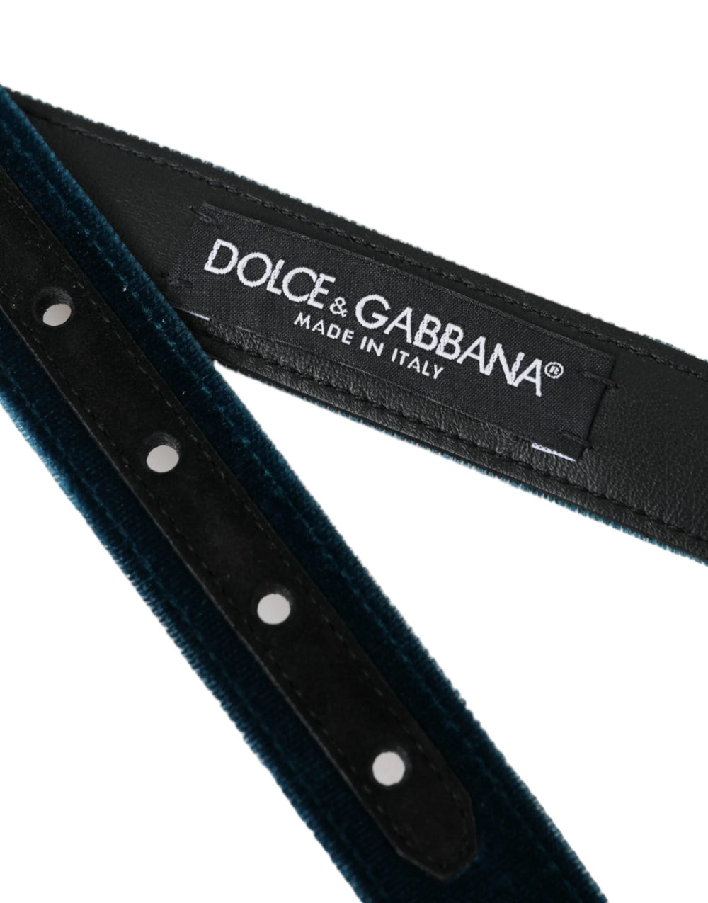 Dolce & Gabbana Blue Velvet Leather Silver Metal Buckle Belt - 95 cm / 38 Inches - Belts