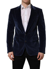 Dolce & Gabbana Blue Velvet Single Breasted Blazer Jacket - IT48 | M