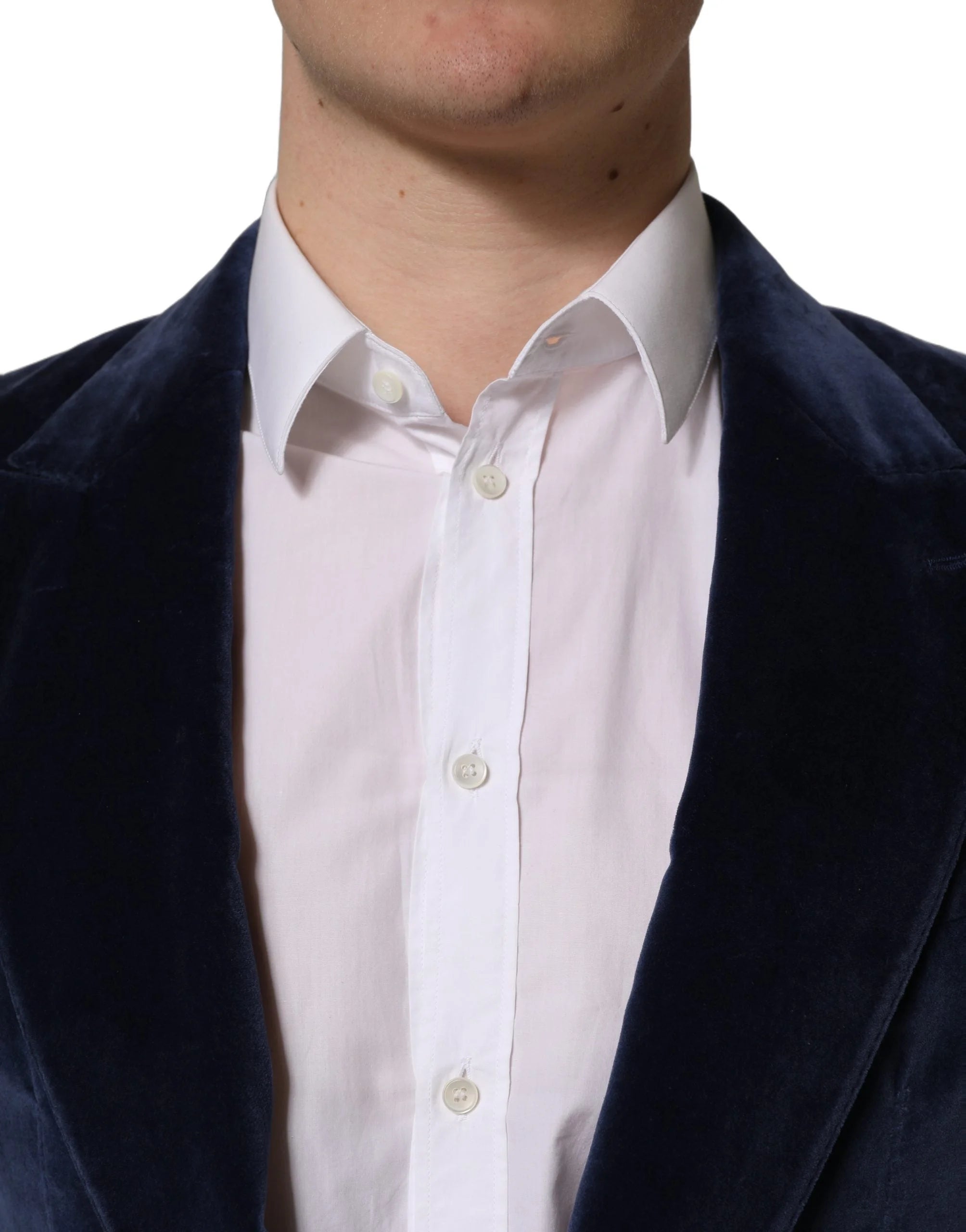 Dolce & Gabbana Blue Velvet Single Breasted Blazer Jacket - IT48 | M