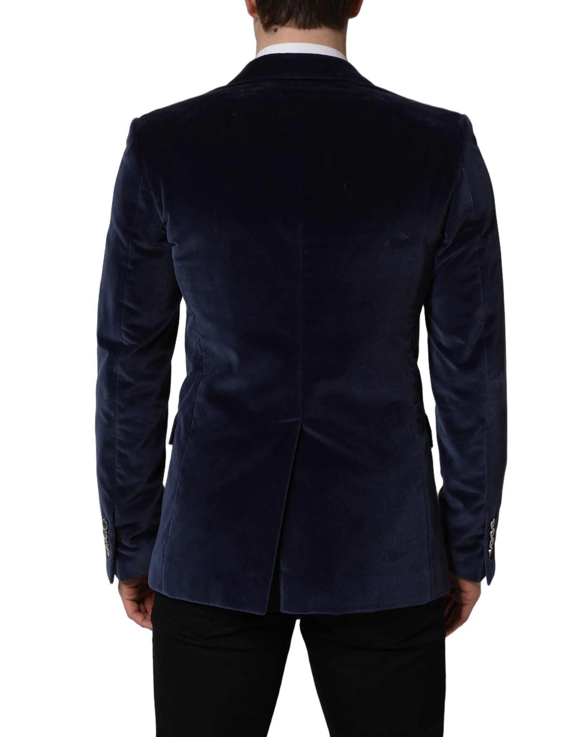 Dolce & Gabbana Blue Velvet Single Breasted Blazer Jacket - IT48 | M