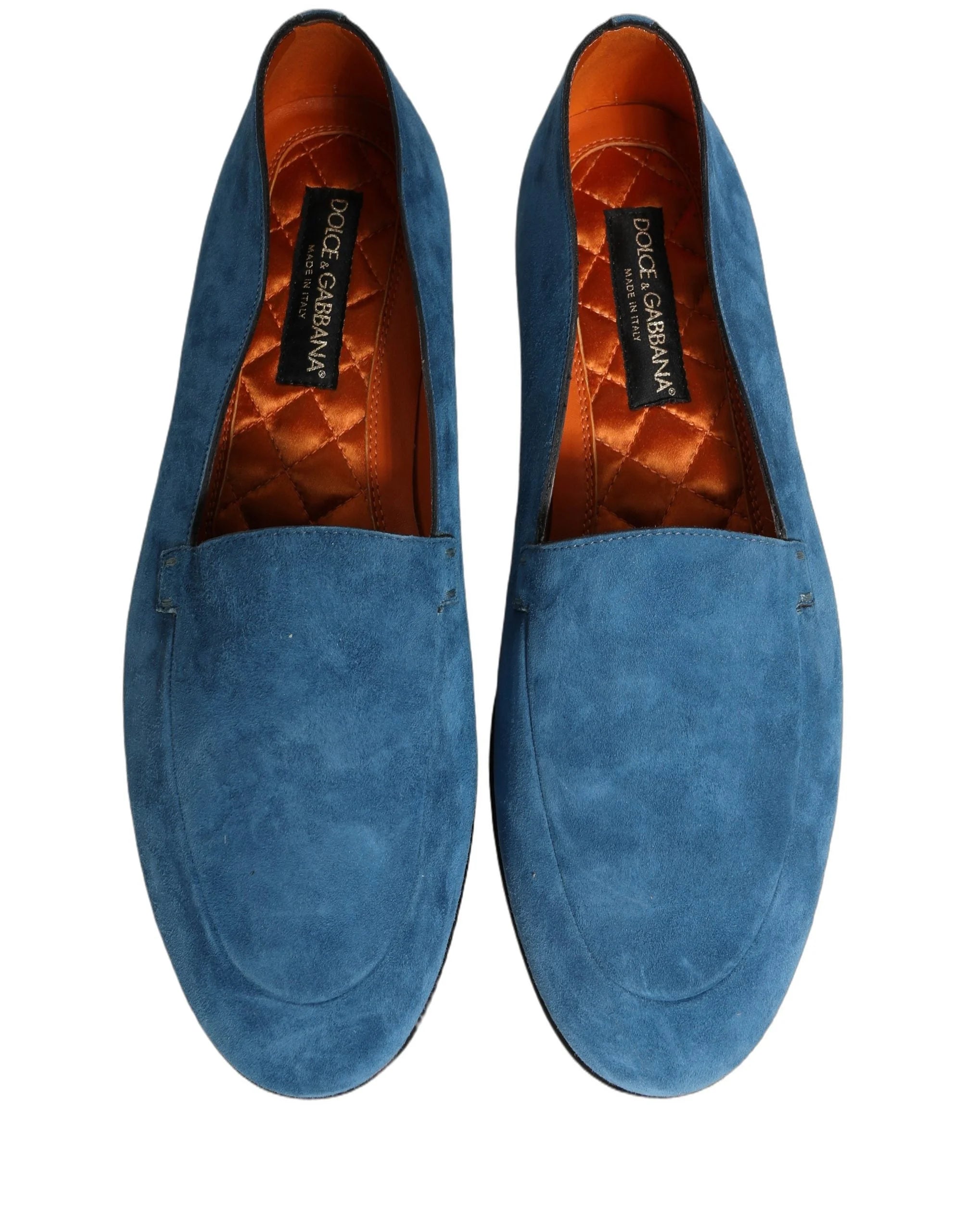 Dolce & Gabbana Blue Velvet Slip On Men Flats Loafers Shoes - EU43/US10
