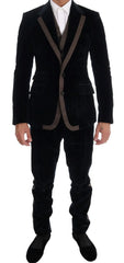 Dolce & Gabbana Blue Velvet Two Button Slim 3 Piece Suit - IT46 | S - Pant Suits