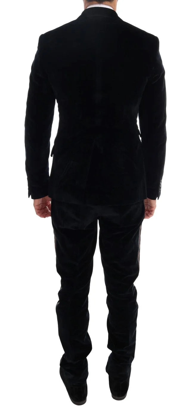 Dolce & Gabbana Blue Velvet Two Button Slim 3 Piece Suit - IT46 | S - Pant Suits