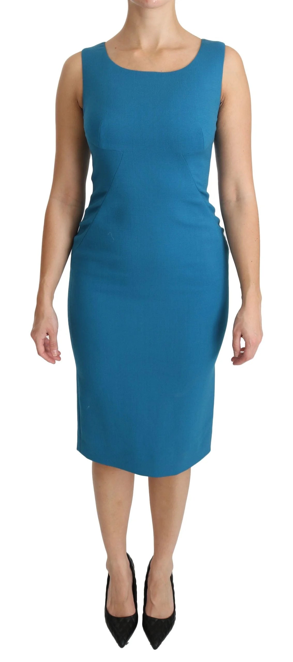 Dolce & Gabbana Blue Virgin Wool Casual Dress - IT36 | XS
