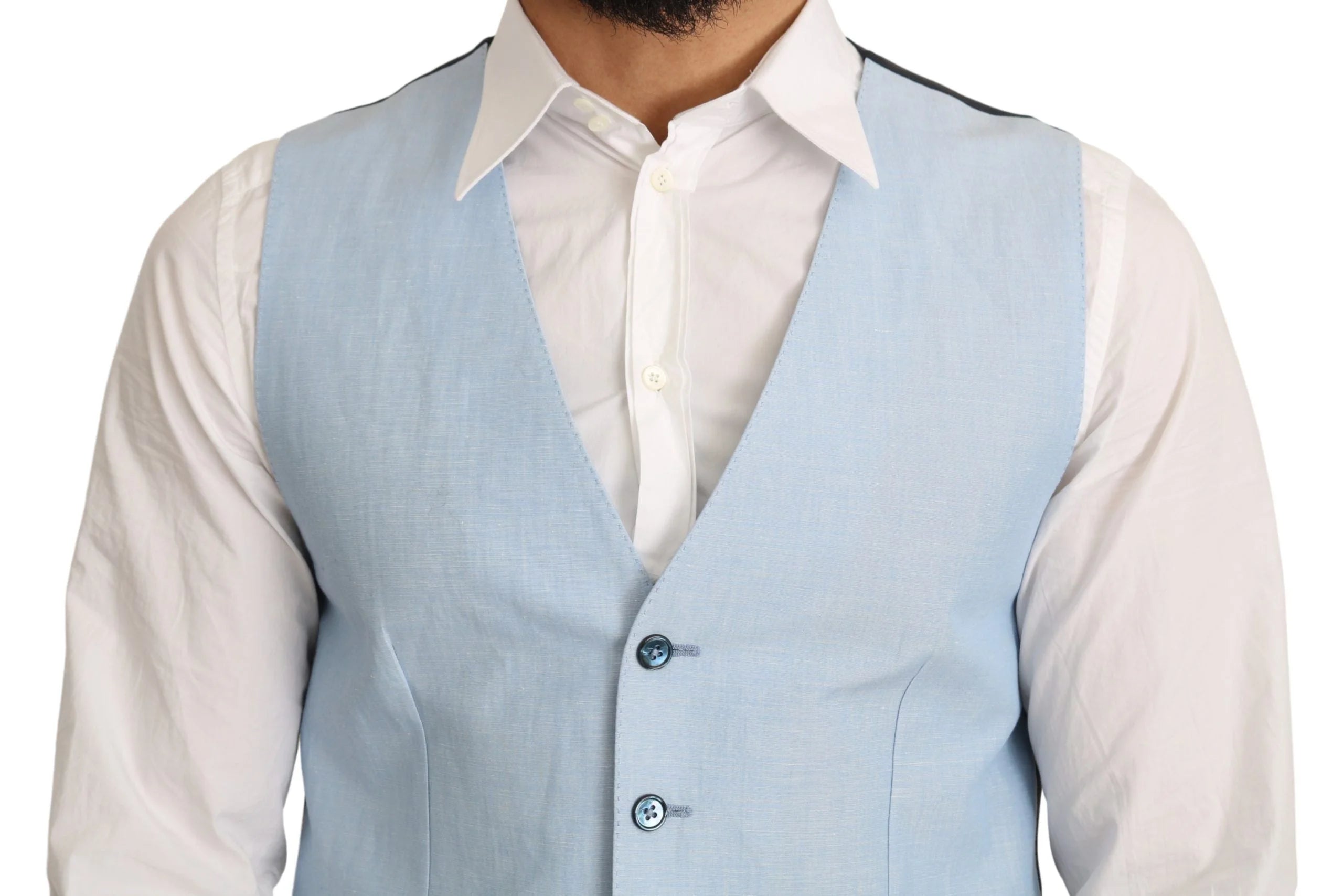 Dolce & Gabbana Blue Viscose Stretch Formal Coat Vest - IT48 | M - Vests