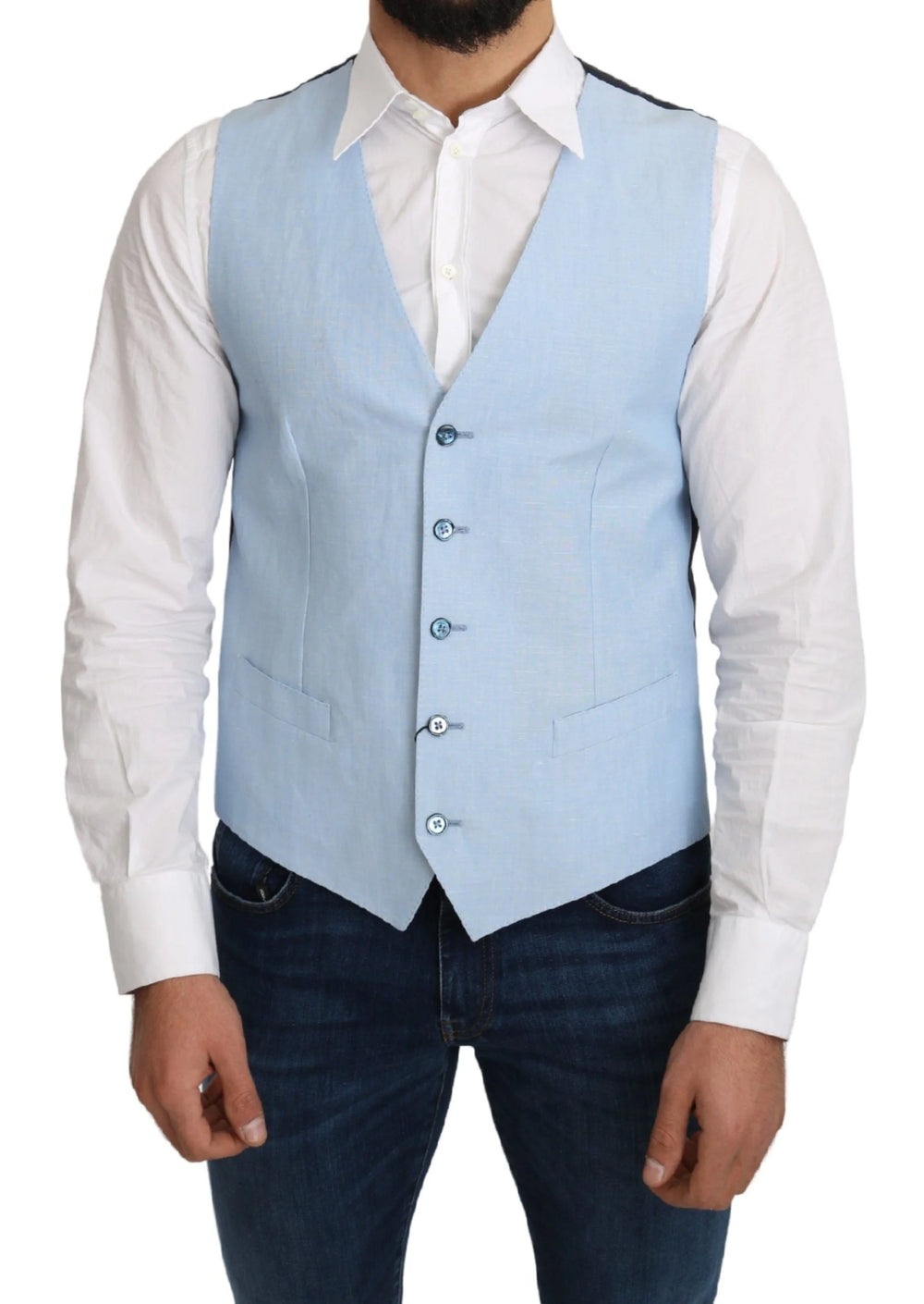 Dolce & Gabbana Blue Viscose Stretch Formal Coat Vest - IT48 | M - Vests