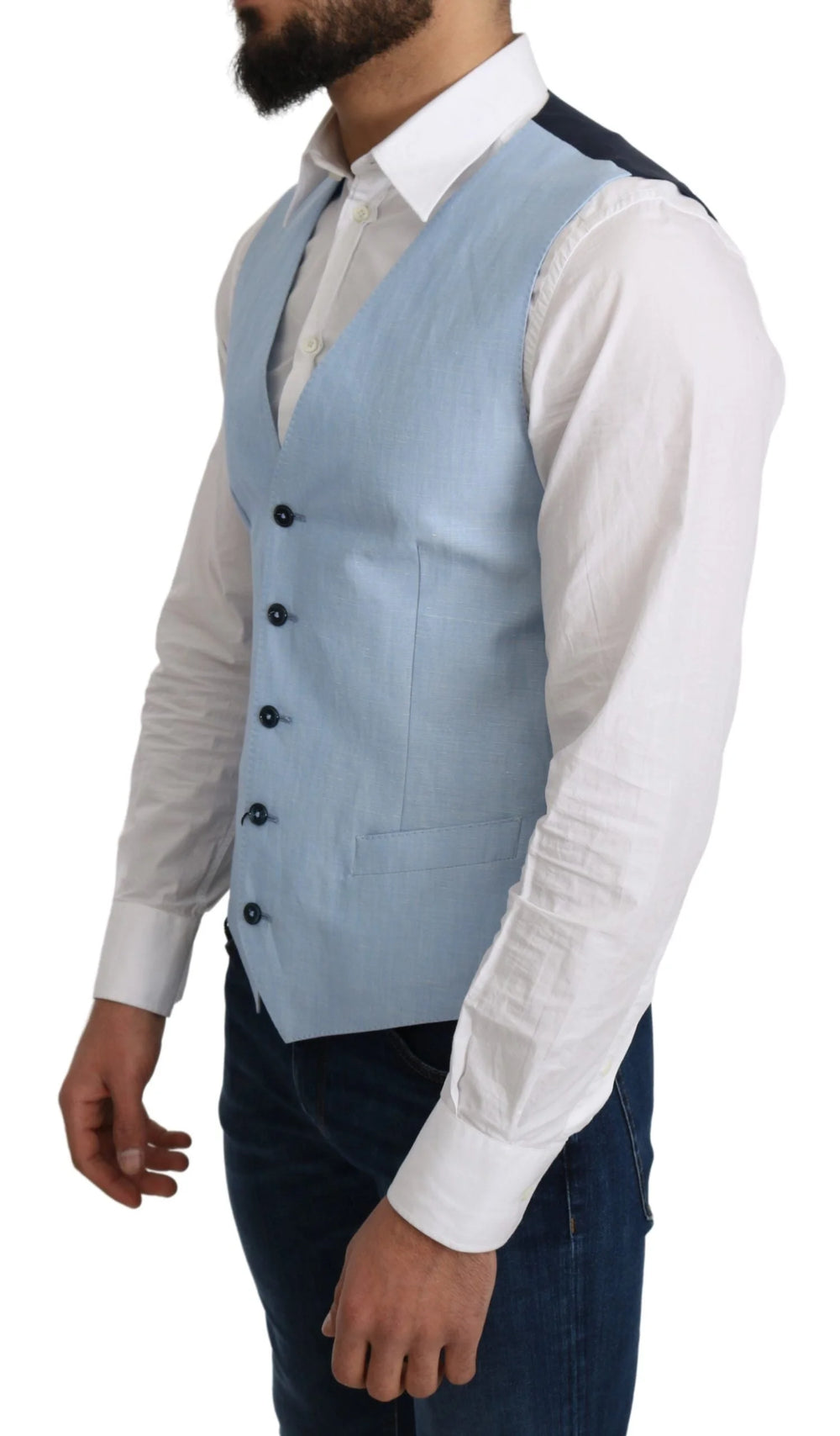 Dolce & Gabbana Blue Viscose Stretch Formal Coat Vest - IT48 | M - Vests