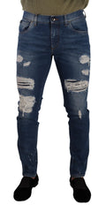 Dolce & Gabbana Blue Wash Cotton Stretch Slim Fit Denim Jeans - IT48 | M - Jeans