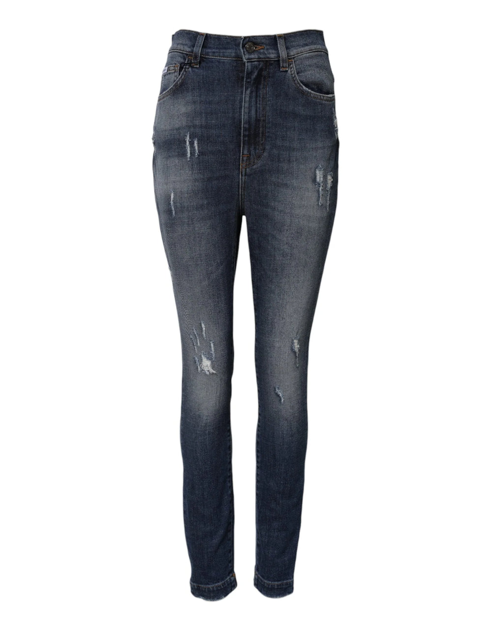 Dolce & Gabbana Blue Washed Cotton High Waisted Denim Jeans - IT40|S