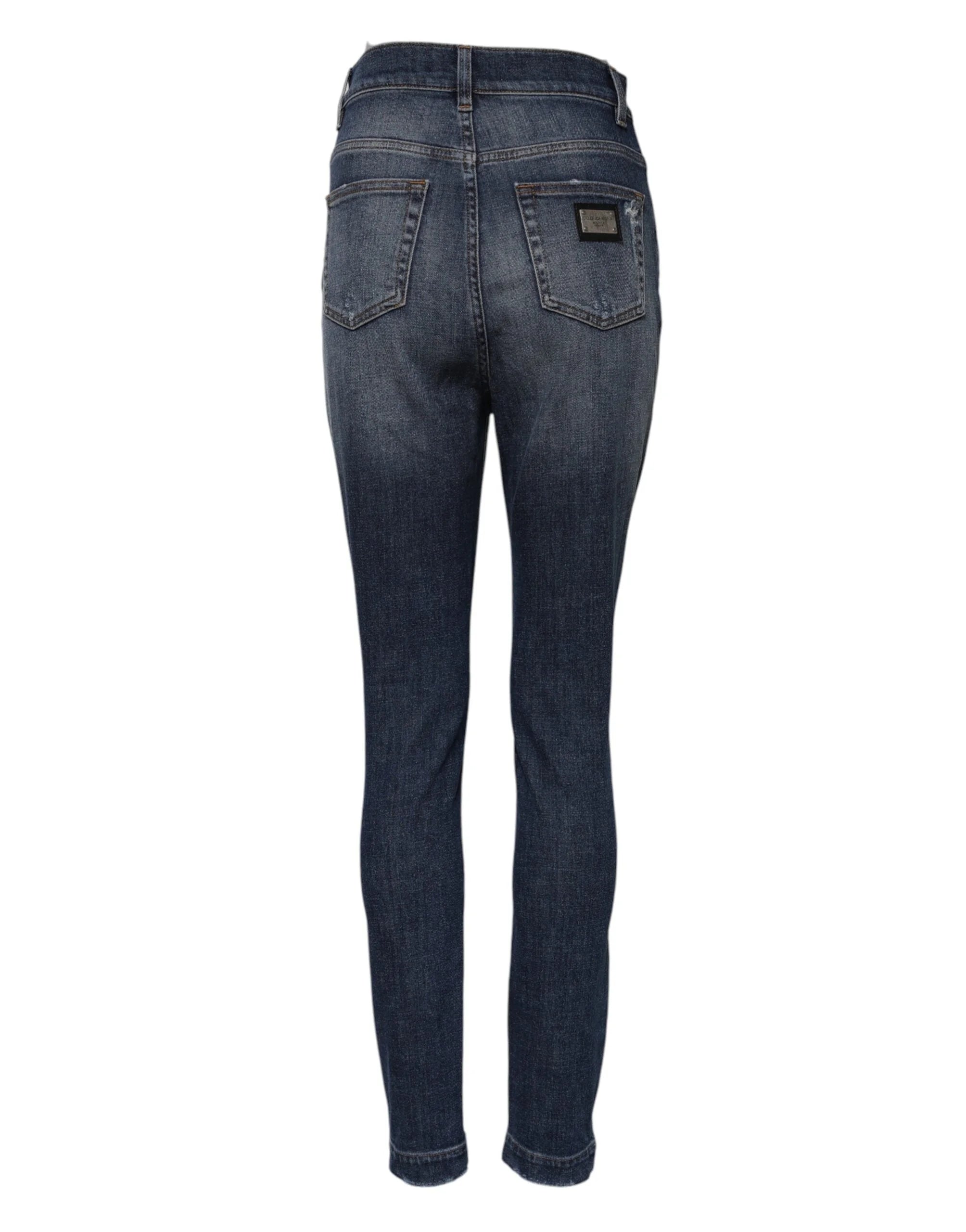 Dolce & Gabbana Blue Washed Cotton High Waisted Denim Jeans - IT40|S