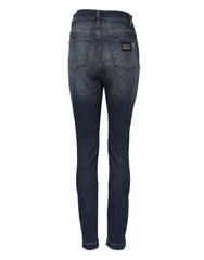 Dolce & Gabbana Blue Washed Cotton High Waisted Denim Jeans - IT40|S