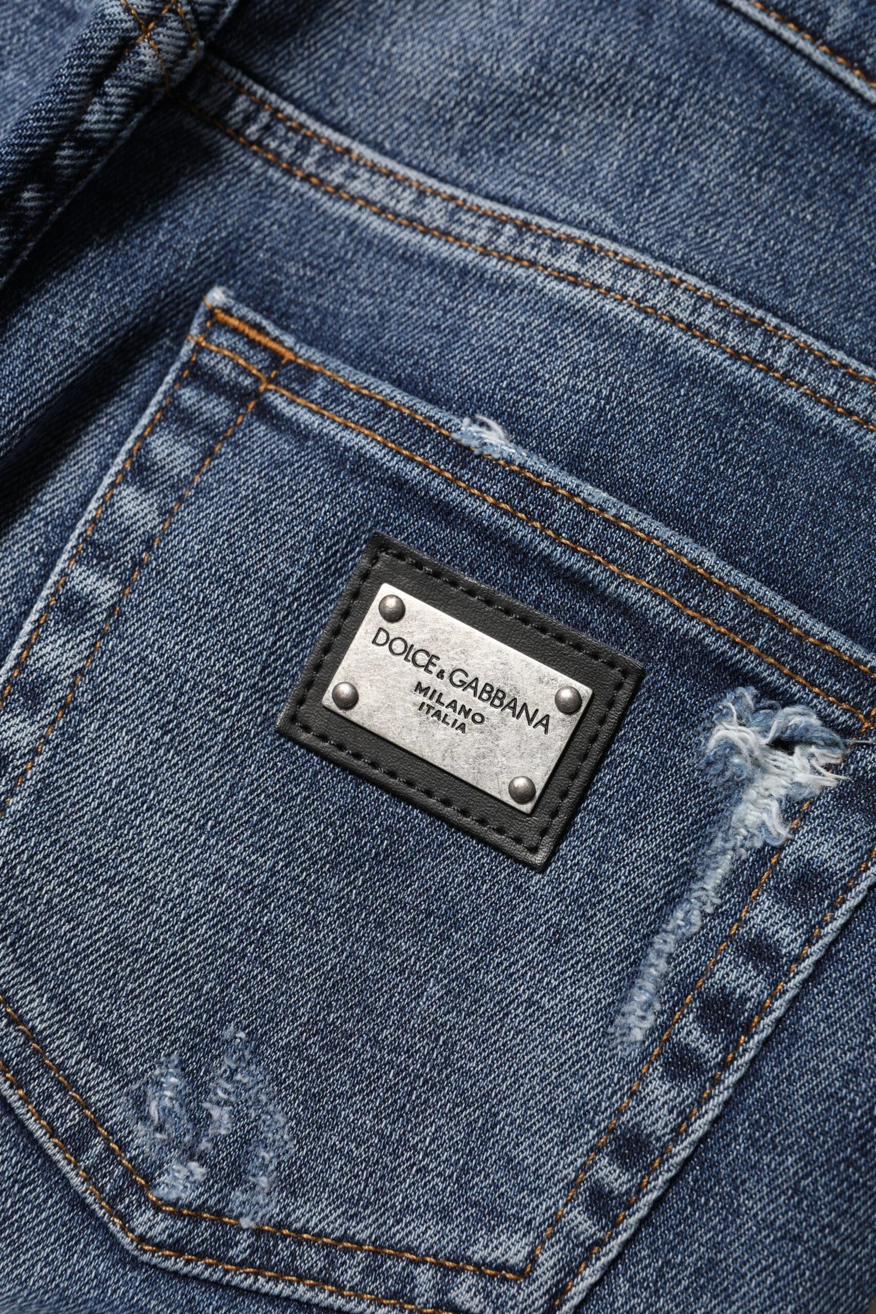 Dolce & Gabbana Blue Washed Cotton High Waisted Denim Jeans - IT40|S