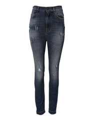 Dolce & Gabbana Blue Washed Cotton High Waisted Denim Jeans - IT40|S