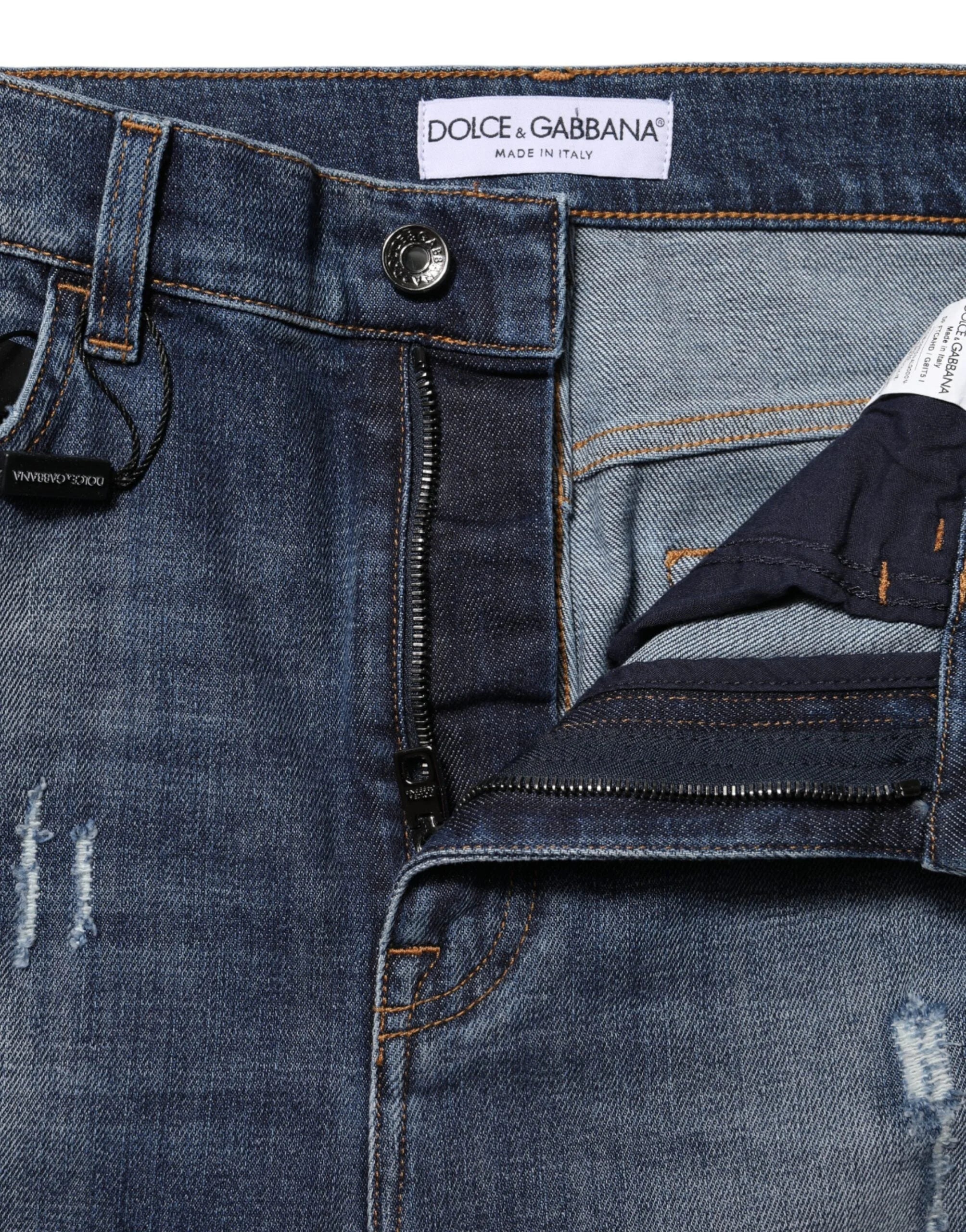 Dolce & Gabbana Blue Washed Cotton High Waisted Denim Jeans - IT40|S