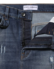 Dolce & Gabbana Blue Washed Cotton High Waisted Denim Jeans - IT40|S