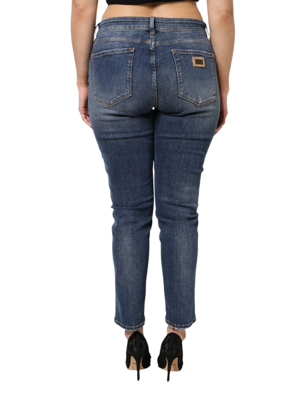 Dolce & Gabbana Blue Washed Cotton Low Waist Denim Jeans - IT48|XXL - Jeans