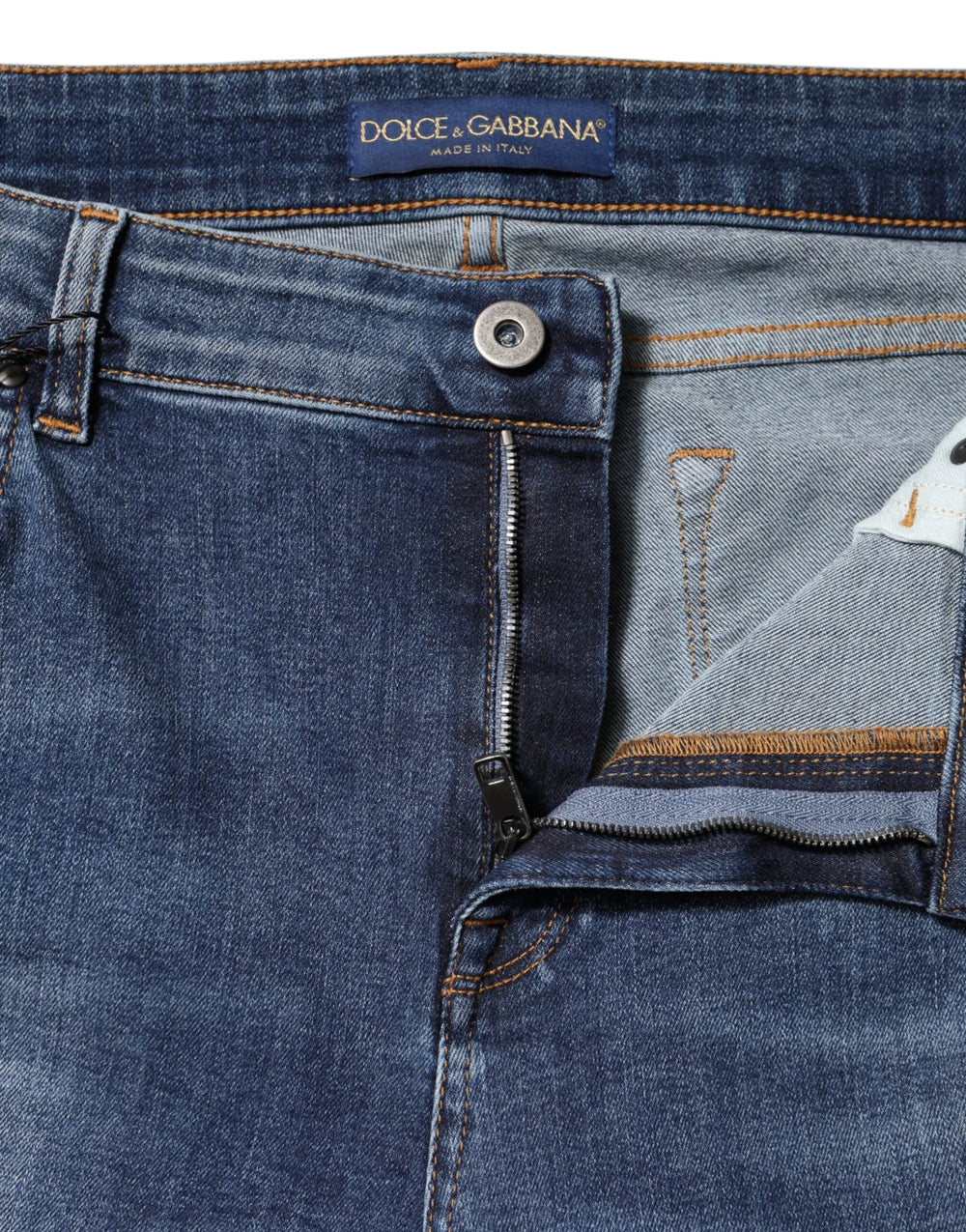 Dolce & Gabbana Blue Washed Cotton Low Waist Denim Jeans - IT48|XXL - Jeans