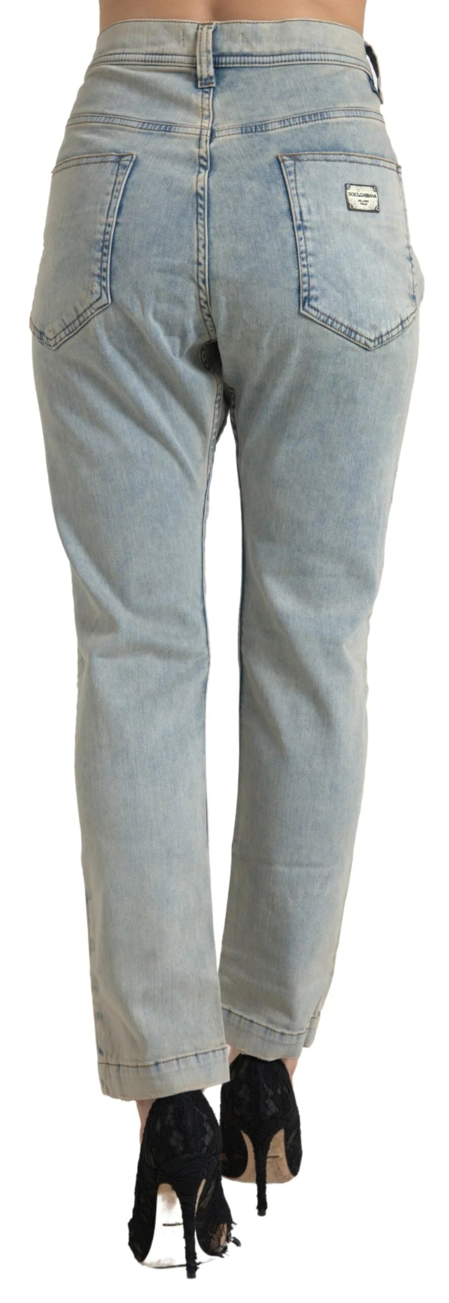 Dolce & Gabbana Blue Washed Cotton Mid Waist Skinny Jeans - IT40|S - Jeans
