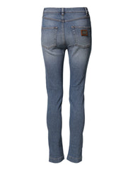 Dolce & Gabbana Blue Washed Cotton Skinny Denim Trouser Jeans - IT38 | XS